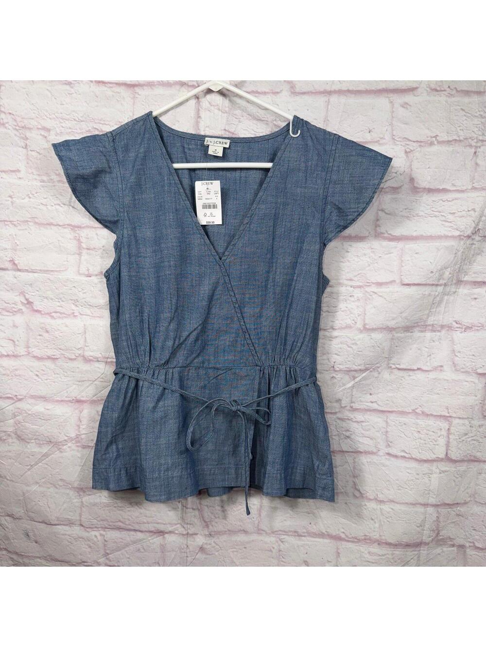 J.Crew Women's Chambray Wrap Top Size 4 NWT
